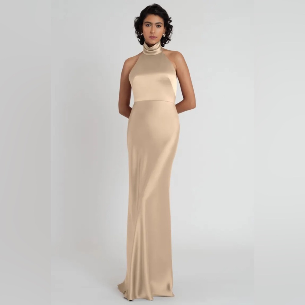 Jenny Yoo Nicole dress size 4 in pale gold luxe satin